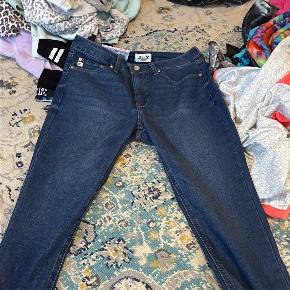 Seven7 Women's Straight Leg Jeans - Dark Blue